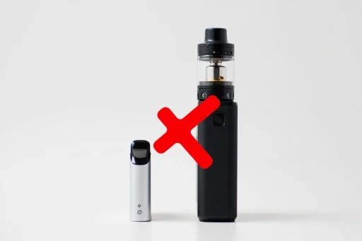 Comparison image showing a compact pod vape next to a large sub-ohm mod, highlighting the difference for high nicotine vapes AUS users.