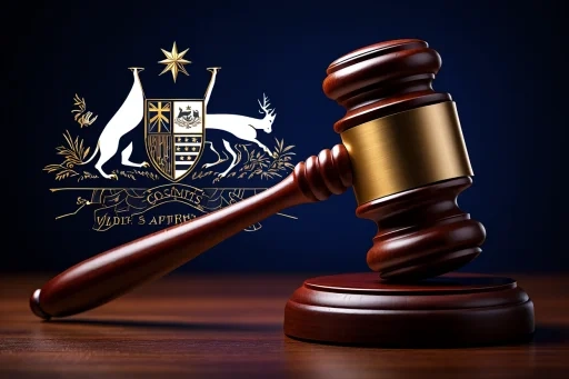 An illustration of a gavel and an Australian government emblem, symbolizing new laws.