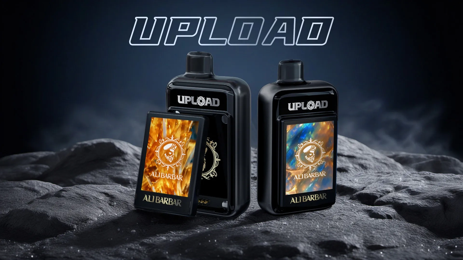 The Alibarbar Upload vape model, showcasing its unique design.
