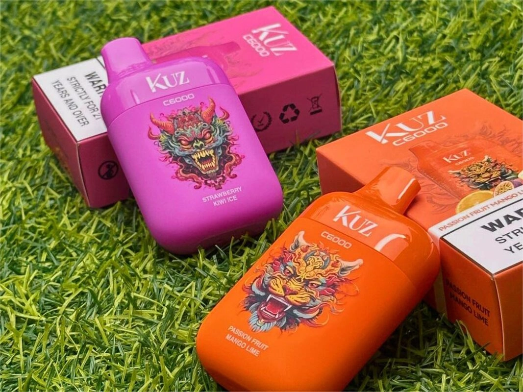 Kuz C6000 disposable vape in white, highlighting its sleek design and portability.